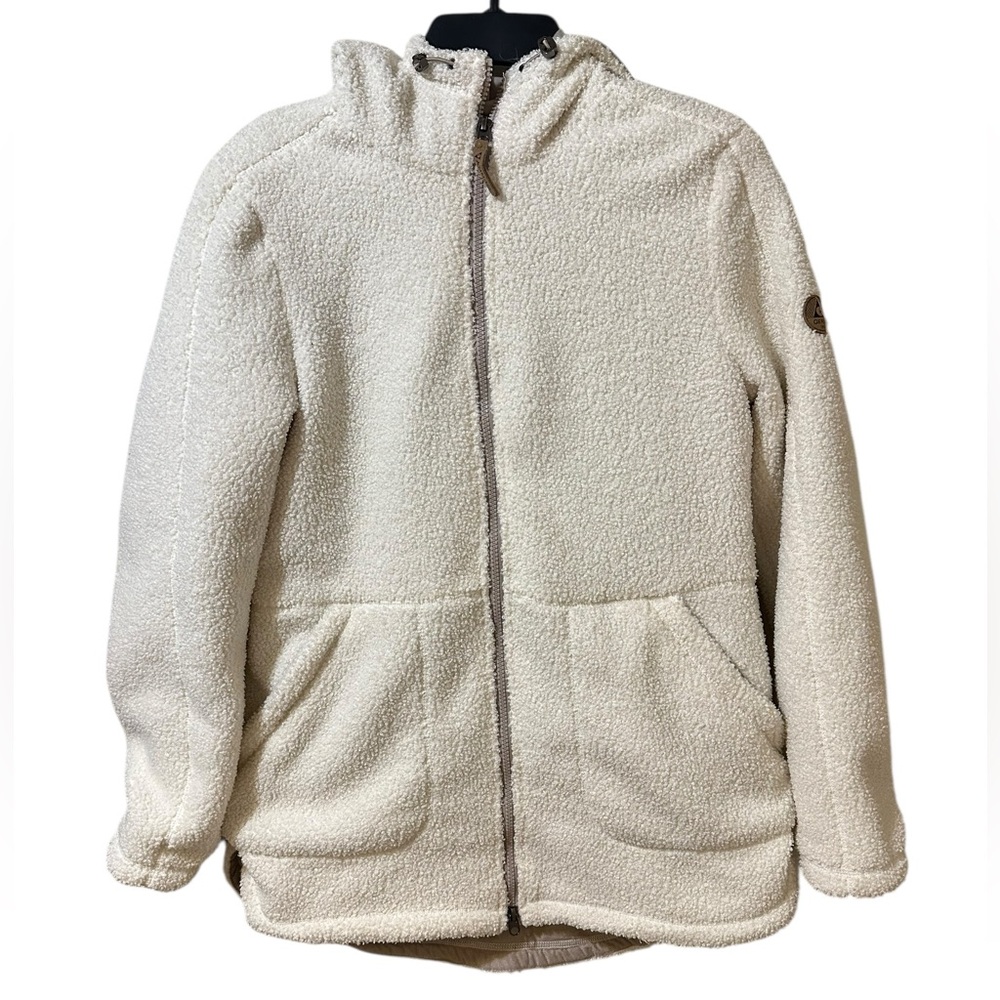 GERRY Teddy Bear ivory fuzzy hooded jacket/coat size small